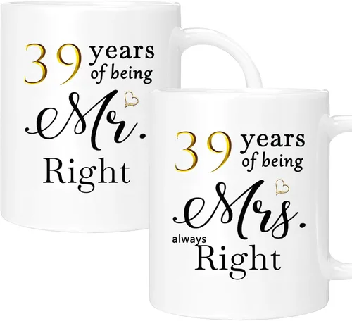 Miniatura 50 de Juego de 2 tazas de café para el 37 aniversario, regalos de boda para parejas, padres, abuelos, hombres, mujeres, marido, esposa, él, ella, caja