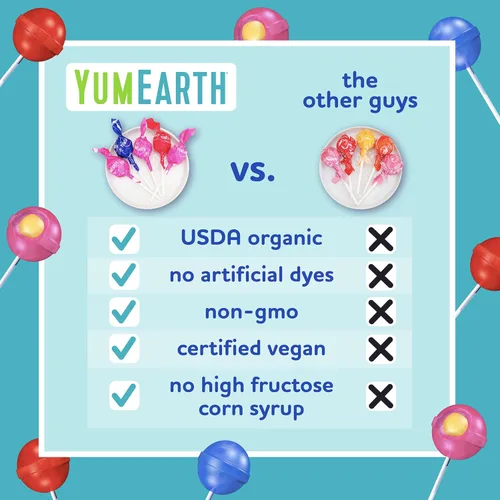 Miniatura 5 de YumEarth Paletas Orgánicas Duo Pops, Paletas con Centros Masticables de Fruta - Apto para Alergias (Libre de los 9 Principales), Sin Colorantes
