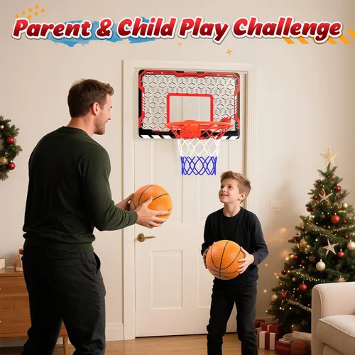 Miniatura 7 de Aro de Baloncesto Mini EagleStone para Puerta y Pared, Llanta Plegable con 3 Bolas y Bomba, Juego de Juguete de Baloncesto para Interiores