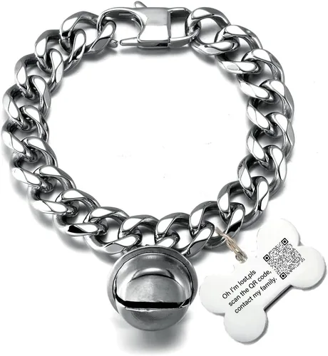Miniatura 9 de Gargantilla ancha de acero inoxidable para gatos y perros, de oro de 18 quilates, ajustable, a prueba de mordidas, eslabones cubanos de 1/2 pulgada