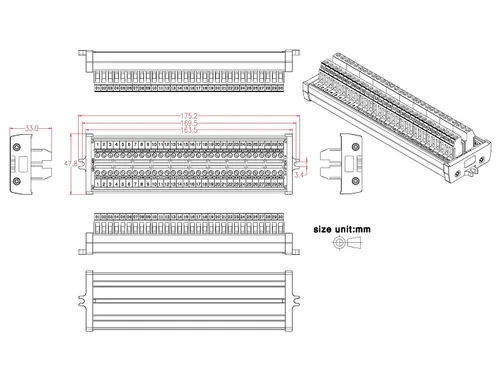 Miniatura 6 de Módulo de Distribución de Bloque de Terminales de Tornillo de 30 Posiciones 24A/400V con Montaje de Tornillo