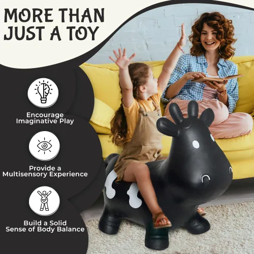 Miniatura 2 de Juguete inflable de vaca negra para niños pequeños con bomba