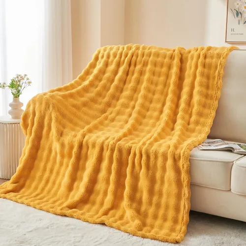 Miniatura 22 de NEWCOSPLAY Manta para Sofá Aqua Súper Suave de Franela Polar 3D Burbuja Ligera Manta de Cama para Uso en Todas las Estaciones (Aqua, Throw(50"x60"))