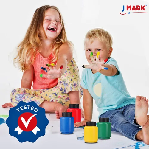 Miniatura 7 de J MARK Juego de pintura para niños pequeños de 38 piezas, incluye pintura de témpera lavable, bata de arte, papel de pintura, pinceles, herramientas