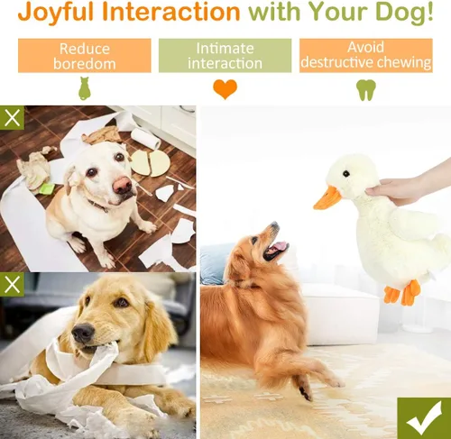 Miniatura 6 de Pawaboo Juguete de pato de felpa chirriante para perros, grande de 12 pulgadas, súper suave, juguetes para mascotas con forma de pato, sonajero