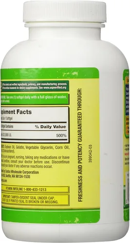 Miniatura 3 de Kirkland Signature Extra Strength D3 50 mcg, 600 cápsulas blandas (paquete de 3)