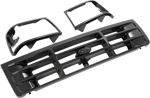 HECASA Parrilla delantera y moldura de faro compatible con Ford Bronco F-150 F-250 HD F-350 1992-1997 Reemplazo para FO1200172 FO2512131 FO2513135