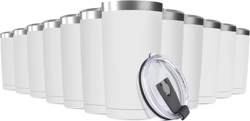 Miniatura 25 de Vaso de viaje de 20 oz, aislado al vacío, con tapa, de acero inoxidable, doble pared; taza térmica de café para el hogar, la oficina, al aire libre