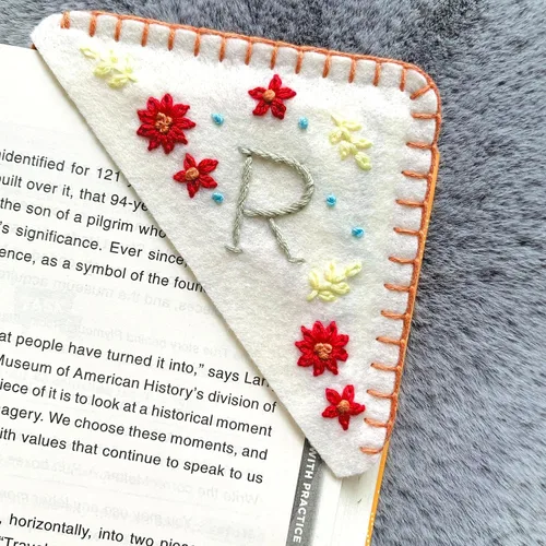 Miniatura 71 de Marcapáginas de esquina bordadas a mano personalizadas, Marcadores para mujeres, Marcador personalizado para los amantes de los libros, lindo Verde