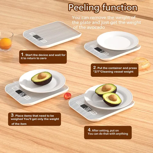 Miniatura 5 de Mini báscula digital de 22.0 lbs/22 libras, báscula de cocina, báscula de alimentos, báscula de café, 6 unidades, apagado automático, tara, acero