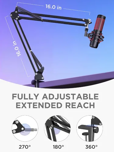 Miniatura 4 de InnoGear Soporte de micrófono con brazo de brazo para Blue Yeti HyperX QuadCast SoloCast Snowball Fifine Shure SM7B y otros micrófonos, brazo