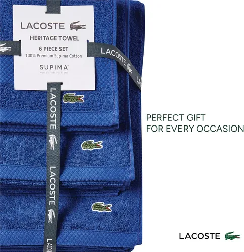 Miniatura 4 de Lacoste Heritage - Juego de toallas de algodón Supima de 6 piezas, 2 toallas de baño, 2 toallas de mano, 2 toallas pequeñas, aloe – altamente