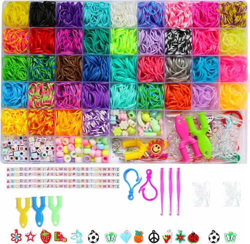 Miniatura 6 de JIYAKO Kit de Pulsera de Banda de Goma de 11000+, Kit de Pulsera de Amistad, Kit de Fabricación de Pulseras de Telar, 28
