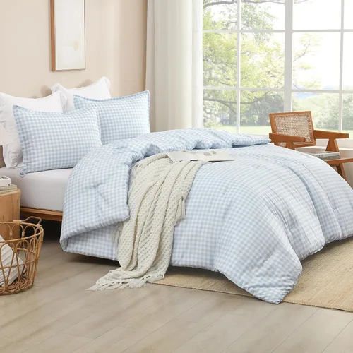 Miniatura 30 de Andency Edredón a cuadros tamaño individual (66 x 90 pulgadas), juego de cama a cuadros negros y blancos para adolescentes y niños, ropa de cama