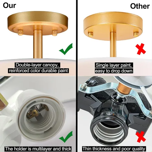 Miniatura 7 de Lámpara moderna de montaje empotrado para techo de tambor de montaje empotrado, 3 luces doradas, lámpara de techo semiempotrada para pasillo