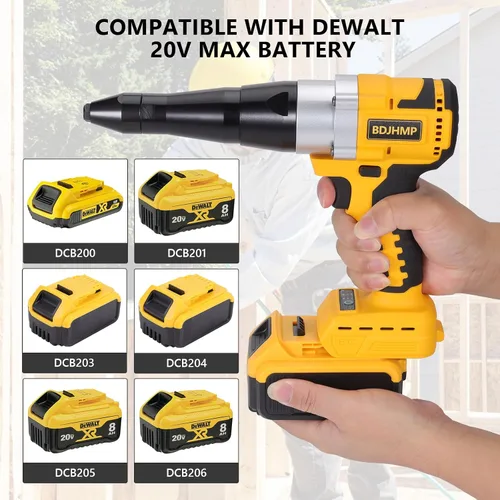 Miniatura 2 de Pistola de Remaches Inalámbrica para Batería Dewalt 20V Max (Sin Batería), Pistola de Remaches Automática Eléctrica sin Escobillas, Motor sin