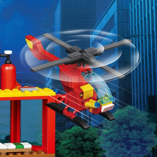 Miniatura 6 de MindBox City Fire Rescue - Juego de construcción con estación de bomberos, camión y helicóptero, 772 piezas de juguete para niños mayores de 8 años