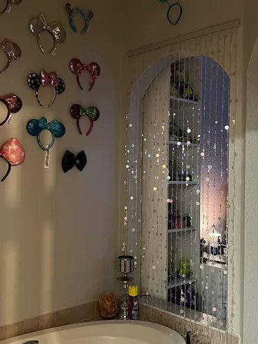 Miniatura 9 de Cortina de puerta con cuentas de cristal iridiscente en forma de burbuja para separar ambientes, decoración de fiesta de boda para el hogar