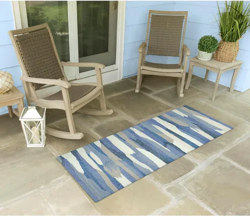 Miniatura 78 de Liora Manne CAPR5163633 - Alfombra costera para interiores y exteriores, color azul marino, 2 pies x 5 pies Cuerdas Navy
