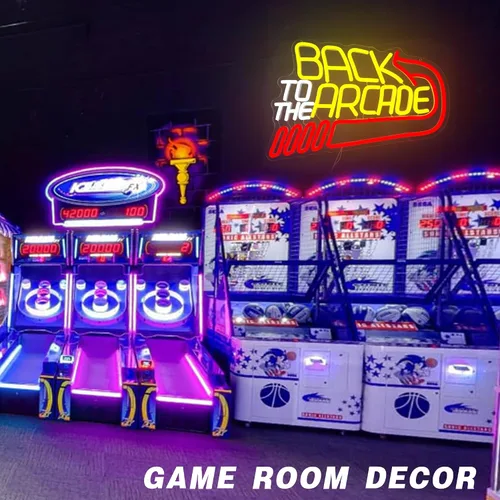 Miniatura 6 de Letrero de neón retro de Arcade grande, luz de neón "Back to the Arcade" regulable, letreros de neón para jugadores para decoración de pared
