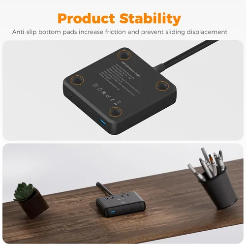 Miniatura 7 de Estación de carga TESSAN PD 100W para múltiples dispositivos, bloque de cargador USB C 6-en-1 compatible con iPhone 17/16, MacBook, base de carga