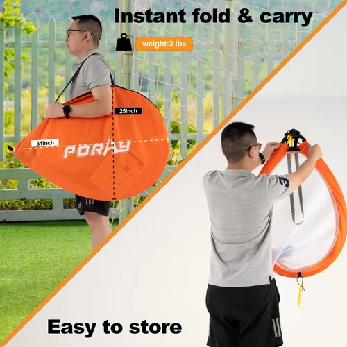 Miniatura 7 de Porayhut Red de fútbol de apertura rápida para niños, juego de 2 estacas portátiles 210D Oxford extra para diversión en el patio trasero