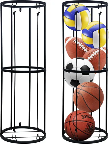 Estante de almacenamiento para pelotas de garaje, soporte vertical de pared para fútbol, voleibol, fútbol, baloncesto, organizador de almacenamiento