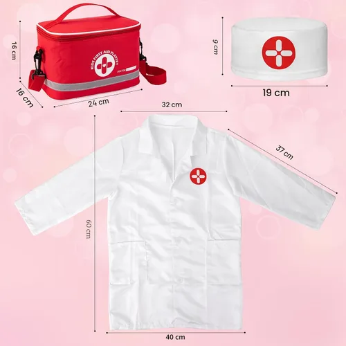 Miniatura 7 de Kit de doctor para niños, juego de 34 piezas de doctor para niños pequeños de 3-5 años con bolsa de almacenamiento médico y estetoscopio real