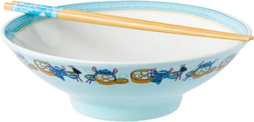 Miniatura 14 de Silver Buffalo Disney Lady and the Tramp Eating Noodles Chinese Love - Cuenco de ramen de cerámica con palillos, apto para microondas, 20 onzas
