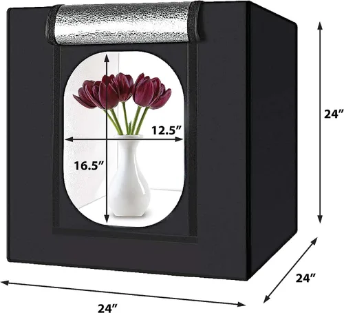 Miniatura 4 de Bower Caja de luz portátil de estudio de 24 pulgadas para teléfonos inteligentes, réflex digitales y cámaras compactas, diseño plegable