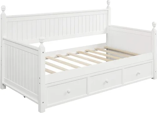 Miniatura 5 de Harper & Bright Designs Sofá cama de madera con tres cajones inseparables, marco de sofá cama de tamaño individual, estilo moderno para dormitorio