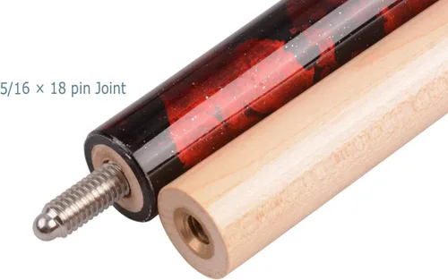 Miniatura 5 de Kit de palo de billar con punta de 13 mm y diseño ergonómico de 58 pulgadas, palo de arce canadiense con estuche duro Rojo