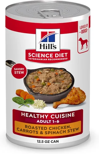 Comida enlatada guisada dietética para perros Hill's Science, 12.5 onzas, paquete de 12, Adulto