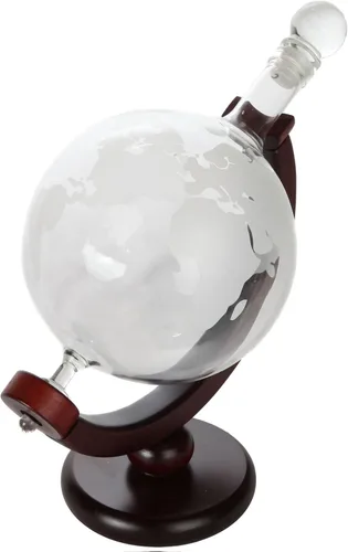 Miniatura 6 de Lily's Home Decantador de whisky World Globe con soporte de madera con acabado oscuro, embudo de barra y 2 vasos a juego (28.7 fl oz)