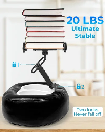 Miniatura 8 de Soporte de almohada para tableta con forro de almacenamiento, cuero sintético, soporte estable para dispositivos de 6.1 a 15.6 pulgadas, impermeable