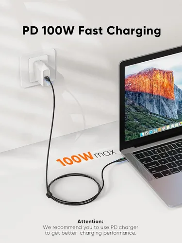 Miniatura 2 de CableCreation Cable USB C a USB C de 6.6 pies, paquete de 2 unidades PD de 100 W con pantalla LED, cable USB C duradero trenzado con pantalla