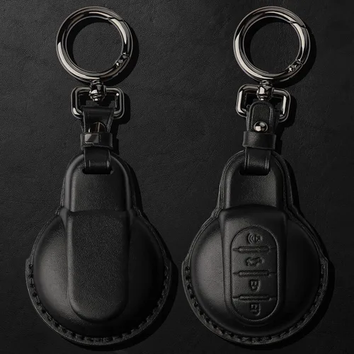 Miniatura 2 de Tukellen Compatible con BMW Mini - Funda de cuero para llavero compatible con BMW Mini Cooper F54, F55, F56, F57, F60, color negro