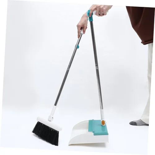 Miniatura 7 de Recogedor de escoba de mango largo, bandeja de pie de acero inoxidable, contenedor vertical reutilizable, herramientas de limpieza para el hogar