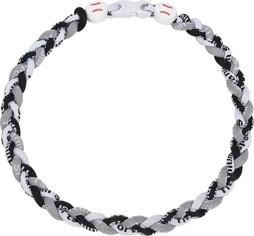 Miniatura 22 de Collar de béisbol de 18 pulgadas, regalos de goteo de béisbol, collares deportivos de tres trenzas, collares de titanio Tornado de cuerda deportiva