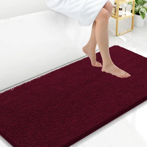 Miniatura 195 de Arotive Alfombras de baño de felpilla extrasuaves y absorbentes, de 24 x 16 pulgadas, lavables a máquina, parte trasera de goma antideslizante