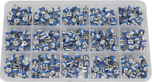 Miniatura 2 de 300 piezas de 15 valores 100 ohmios - 2M ohmios Trim potes Resistencia variable 0.236 in Potenciómetro Surtido Kit