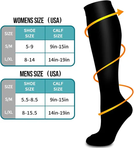 Miniatura 6 de Laite Hebe Calcetines de compresión para mujeres y hombres (8 pares), calcetines ideales para correr, deportes, senderismo, viajes en vuelo, embarazo