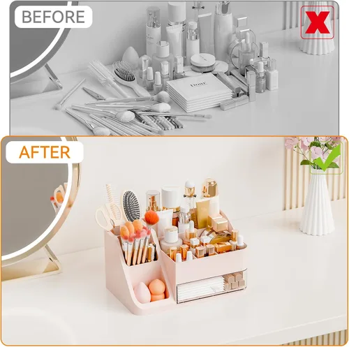 Miniatura 6 de Yieach Organizador de maquillaje de encimera para tocador, baño, tocador, organizador grande de almacenamiento de maquillaje y organizador