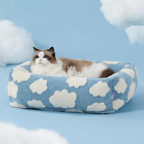 Miniatura 4 de LE SURE Bonita cama para perros y gatos pequeños, camas lavables para cachorros, acogedor sofá ortopédico rectangular para mascotas con felpa