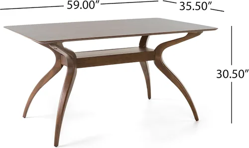 Miniatura 4 de Christopher Knight Home Idalia - Juego de comedor rectangular de patas curvas, juego de 5 piezas, nogal natural y gris oscuro