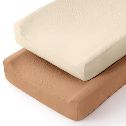 Miniatura 23 de lulumoon Funda para cambiador de pañales de bebé: Funda de almohadilla de muselina para cambiador de pañales - Fundas de cambiador para niñas y niños