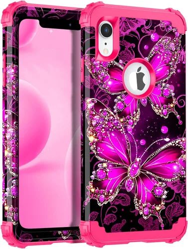 Miniatura 32 de Miqala Funda compatible con iPhone 14 Plus, que brilla en la oscuridad, tres capas, resistente, a prueba de golpes, de plástico duro, funda Amaranto