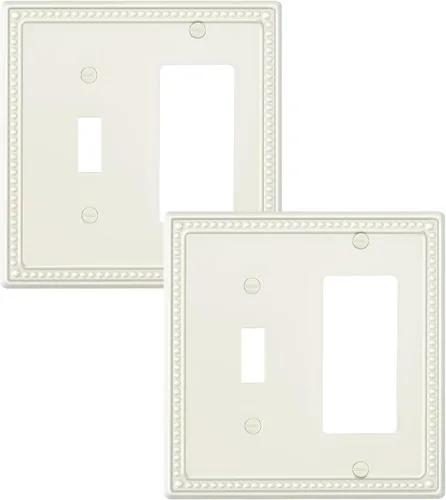 Miniatura 89 de Paquete de 4 placas de cubierta para interruptor de luz de palanca individual, cubiertas decorativas de perlas, placa de pared de metal almendra