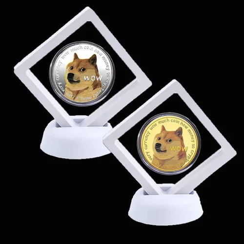 Dogecoin Moneda conmemorativa 2021 de 2 piezas de 1 onza chapada en oro, plateada, monedas coleccionables de edición limitada Dogecoin con cubierta