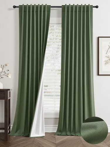 Miniatura 45 de Cortinas Opacas de Lino Beige Blanco de 84 Pulgadas de Largo, Juego de 2 Paneles para Sala de Estar y Dormitorio, Térmicas con Reducción de Ruido